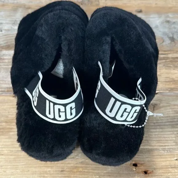 Women’s Black Fluff Yeah Slide NWOT size 7